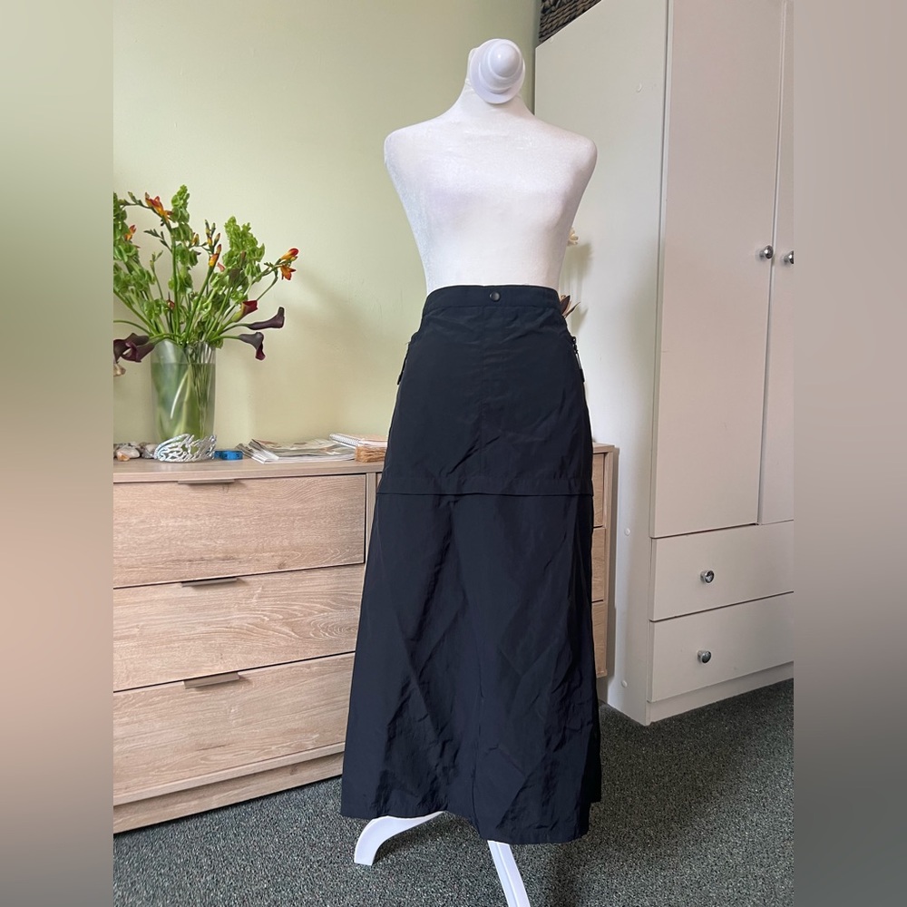 H&M Black Cargo Parachute Pocket Casual Midi Knee-Length High-Waist Modest Skirt - Picture 4 of 16